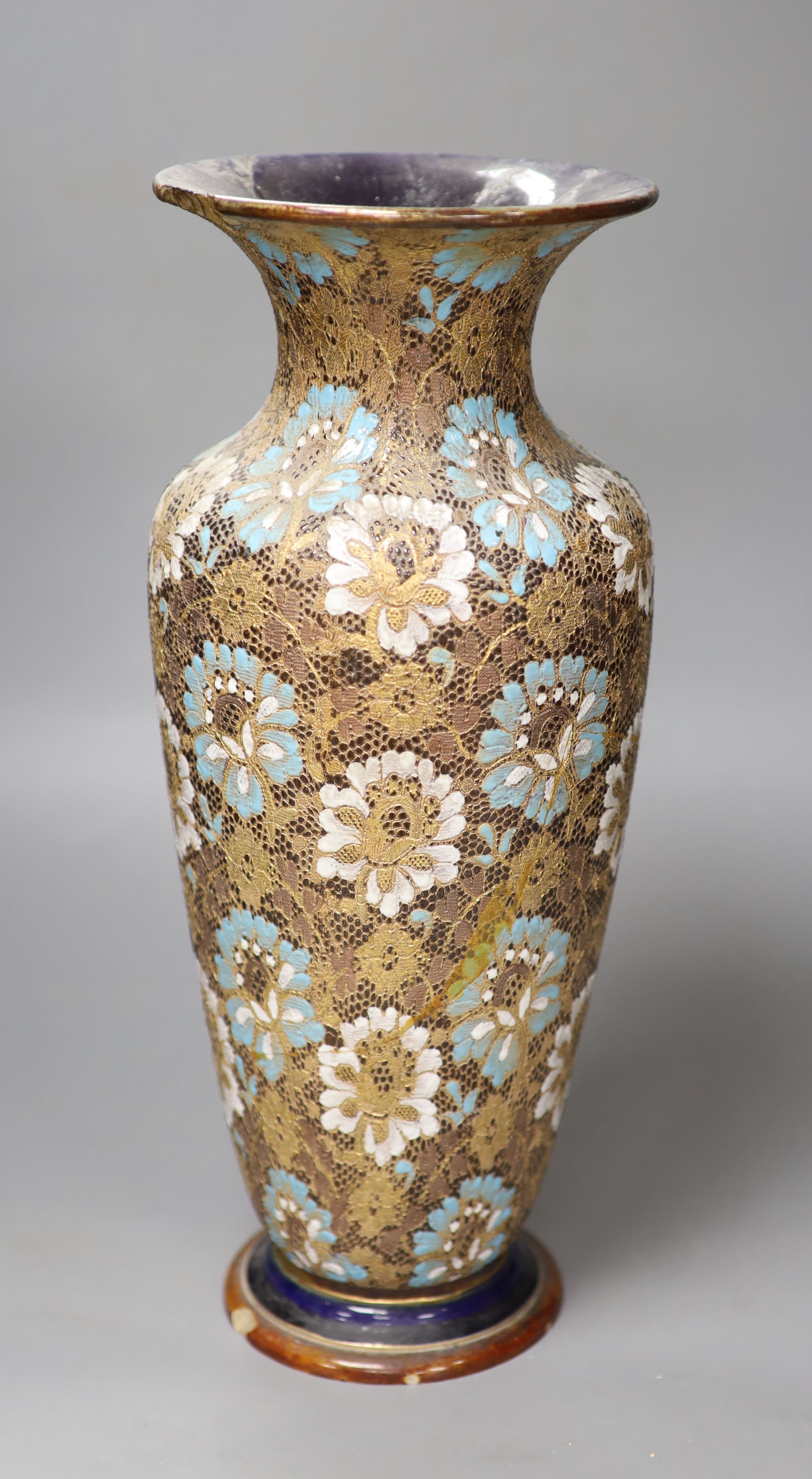 A large Doulton Slaters Patent vase, height 40cm (a.f.)